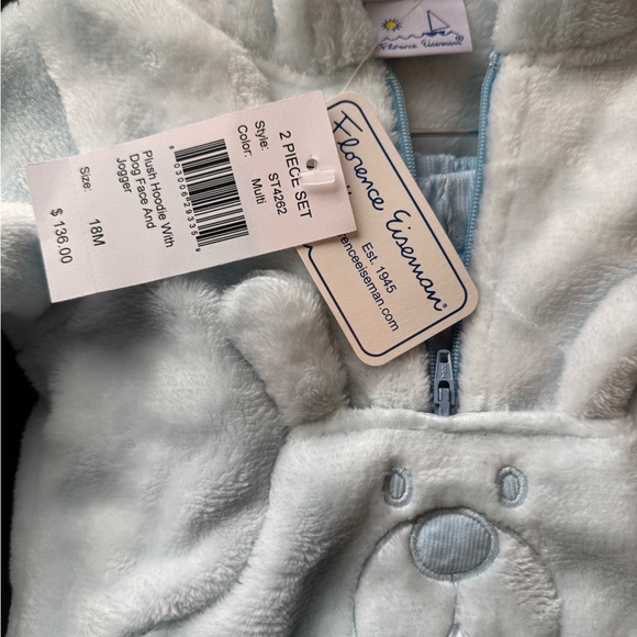 NWT Florence Eiseman Boys Plush Embroidered Dog Hoodie w/pants, 18M, Sold out - Picture 3 of 6